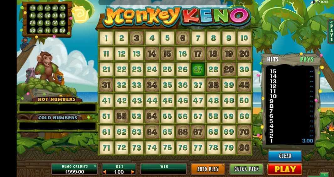 Игровая лотерея Monkey Keno в казино Плей Фортуна